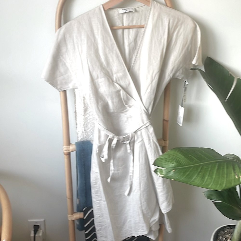 Aritzia White Wrap Mini Dress